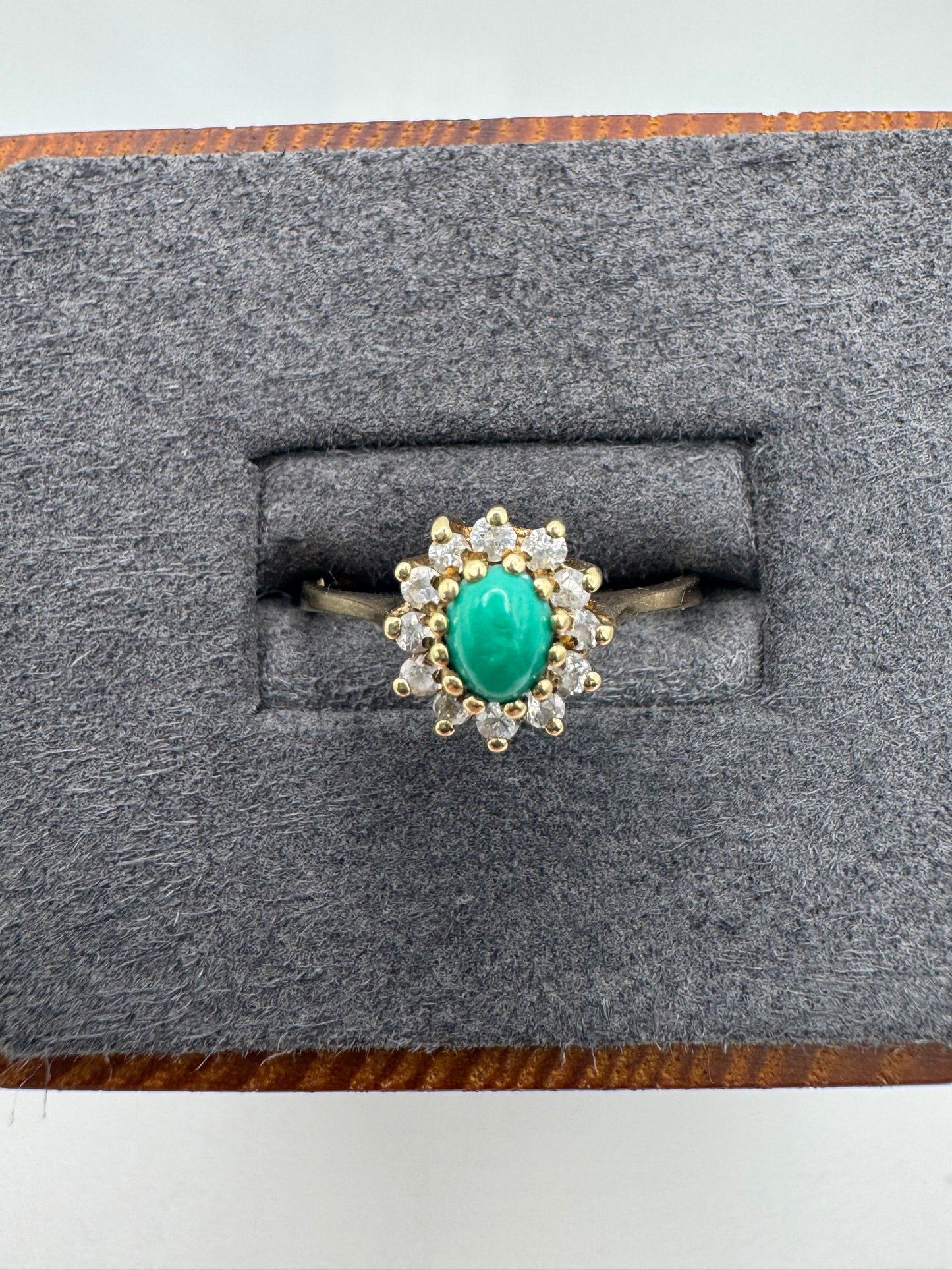 9ct gold turquoise and cz cluster ring