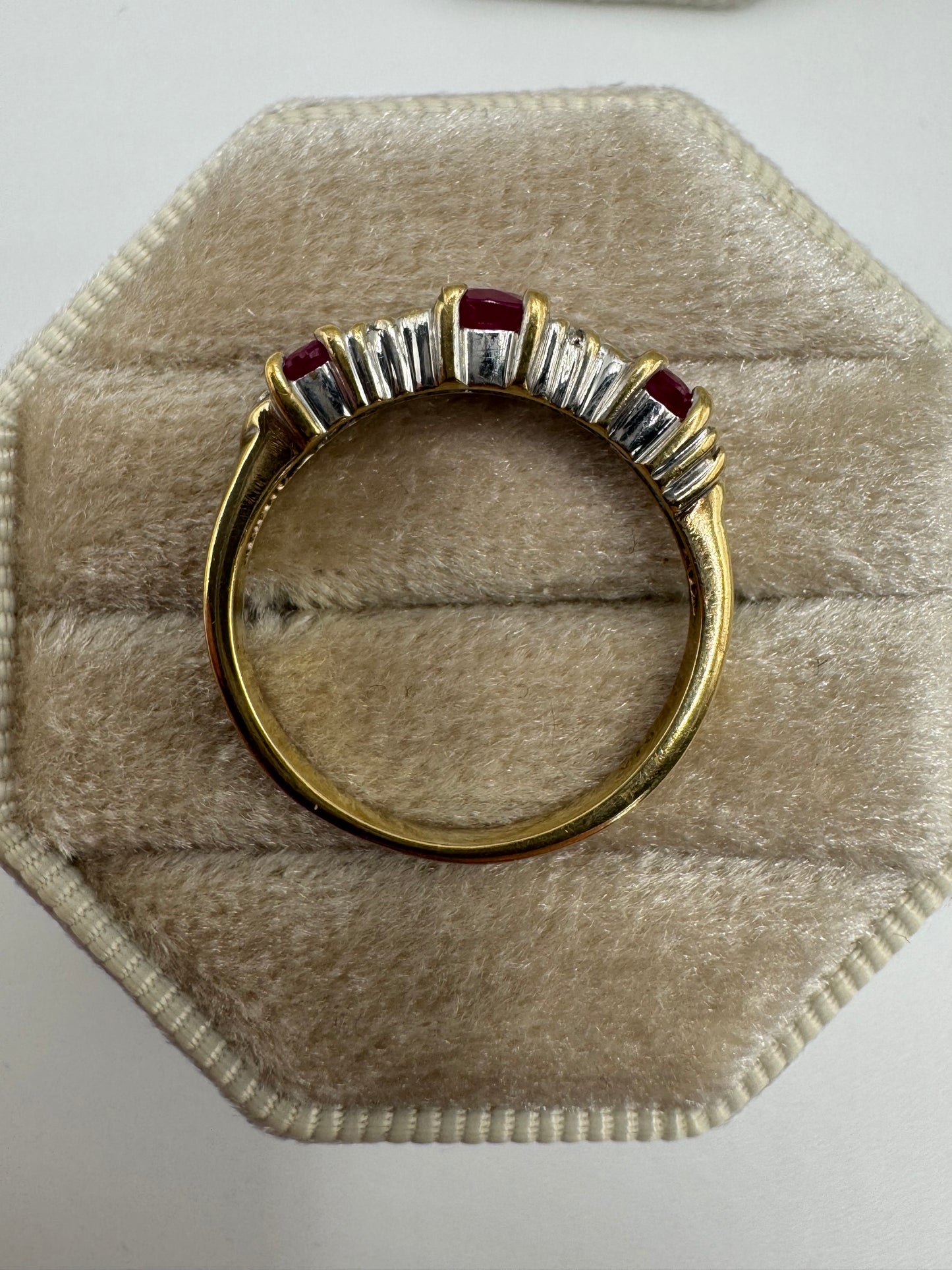 9ct gold ruby and diamond ring