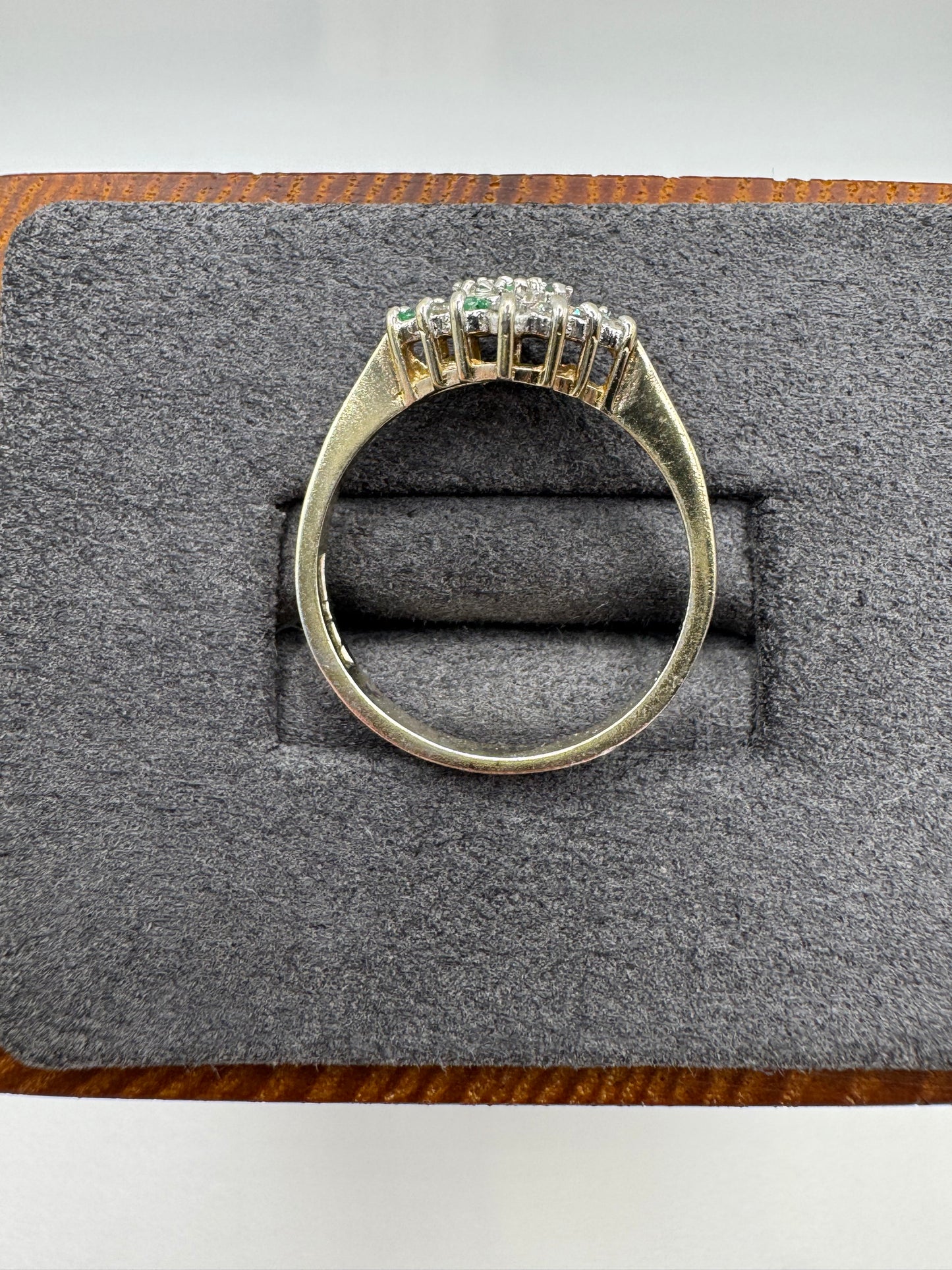9ct gold emerald and zircon ring