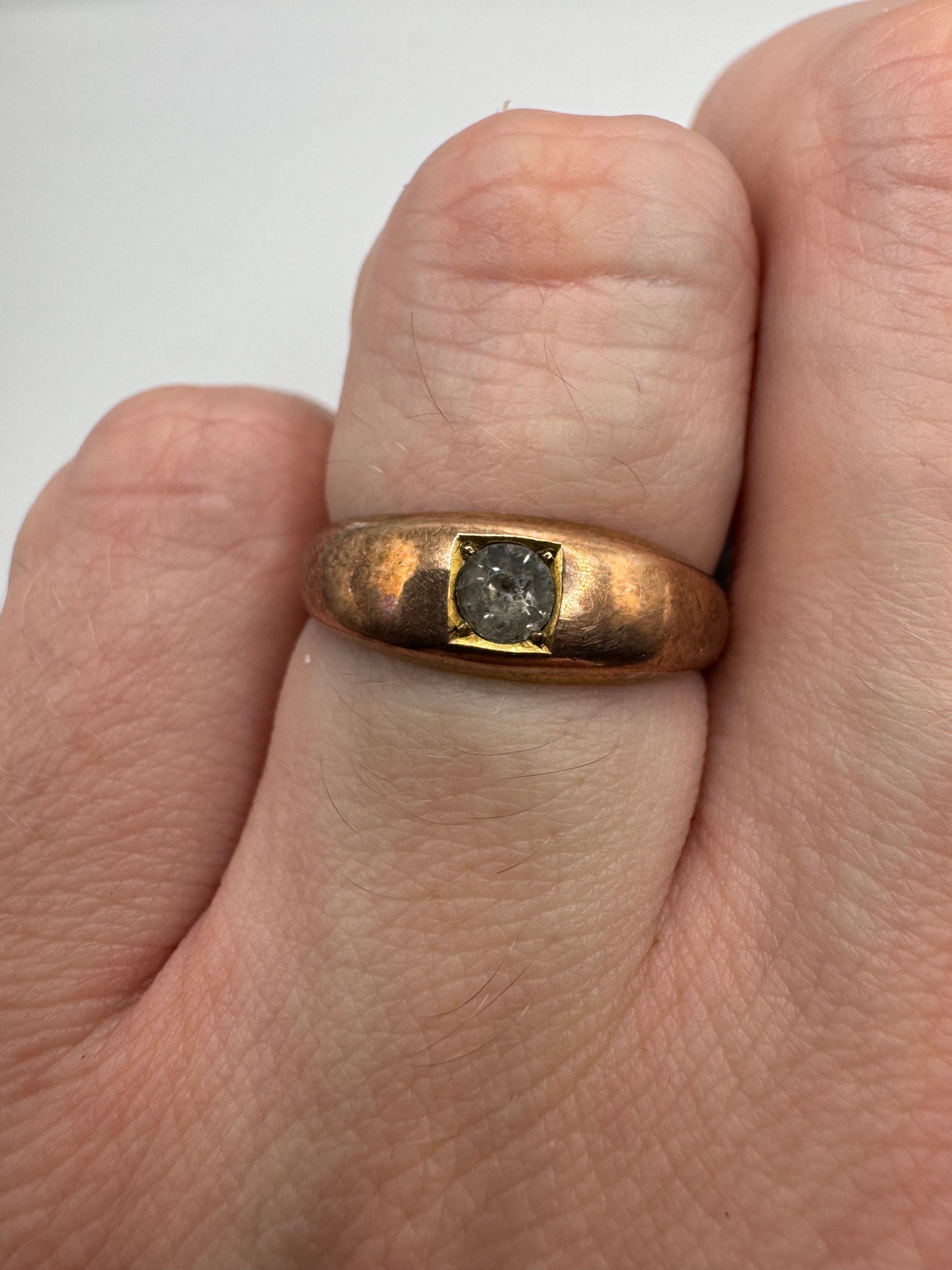 Antique 9ct rose gold paste signet ring