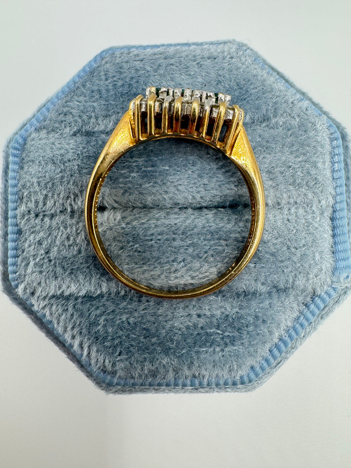 9ct gold emerald and diamond ring