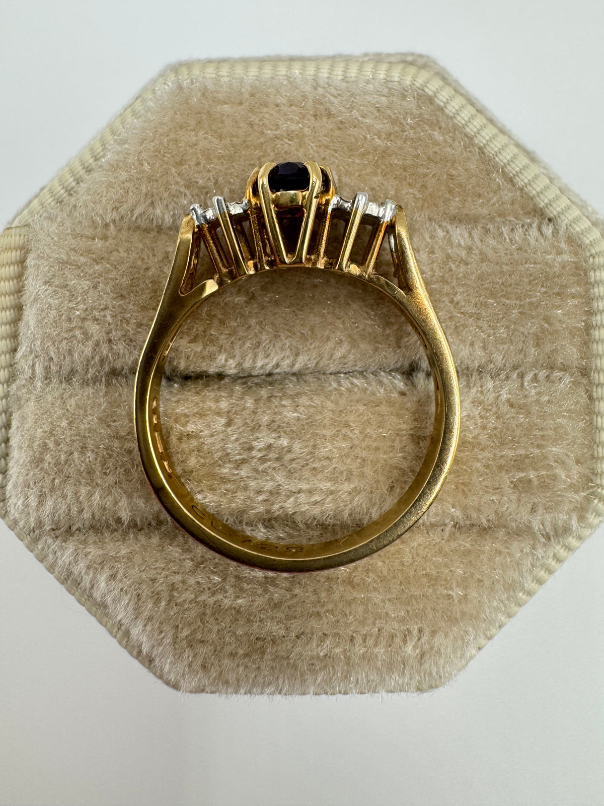 9ct gold amethyst and diamond ring
