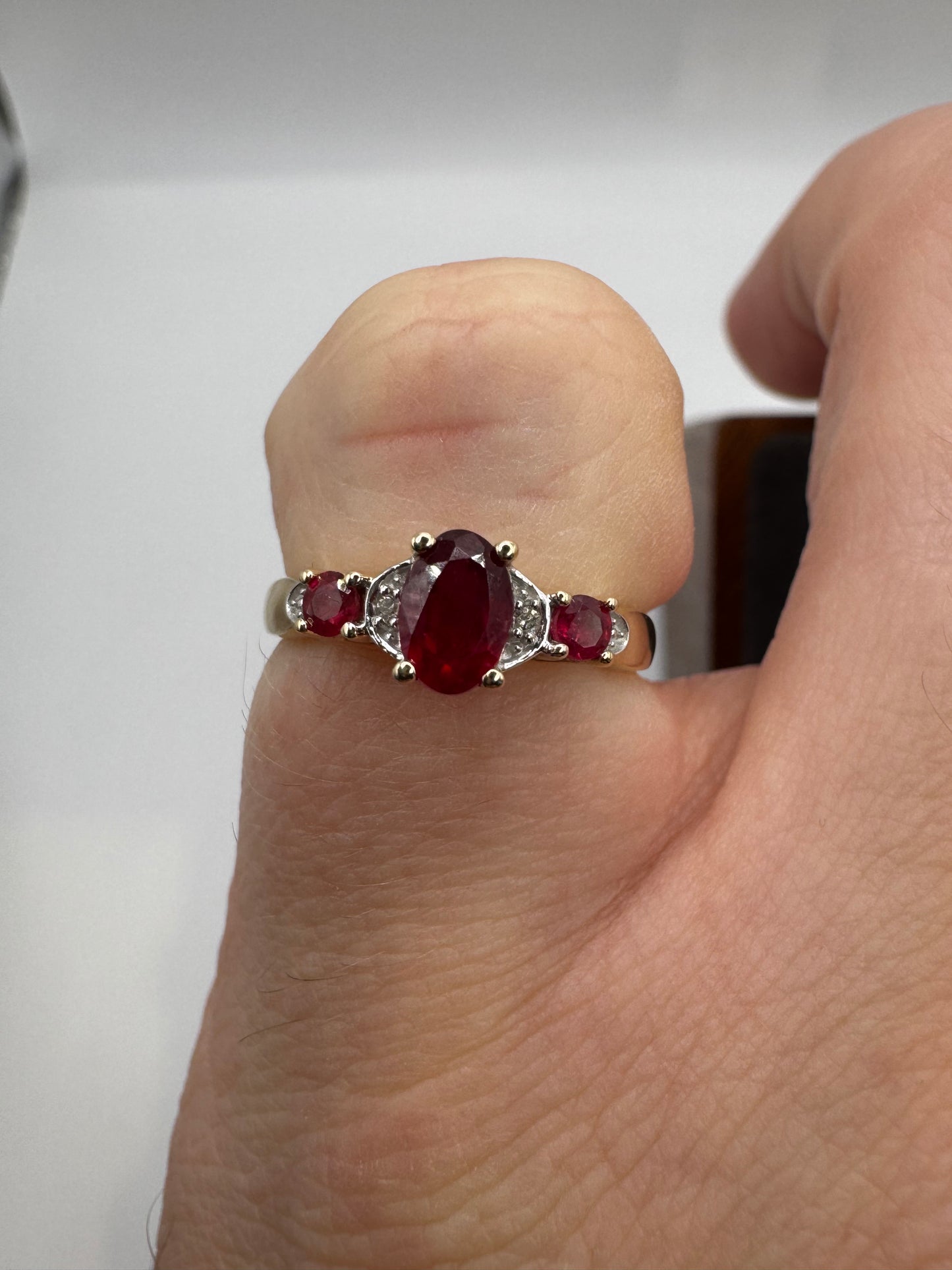 9ct gold ruby and diamond ring