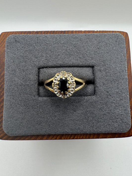 9ct gold sapphire and diamond ring