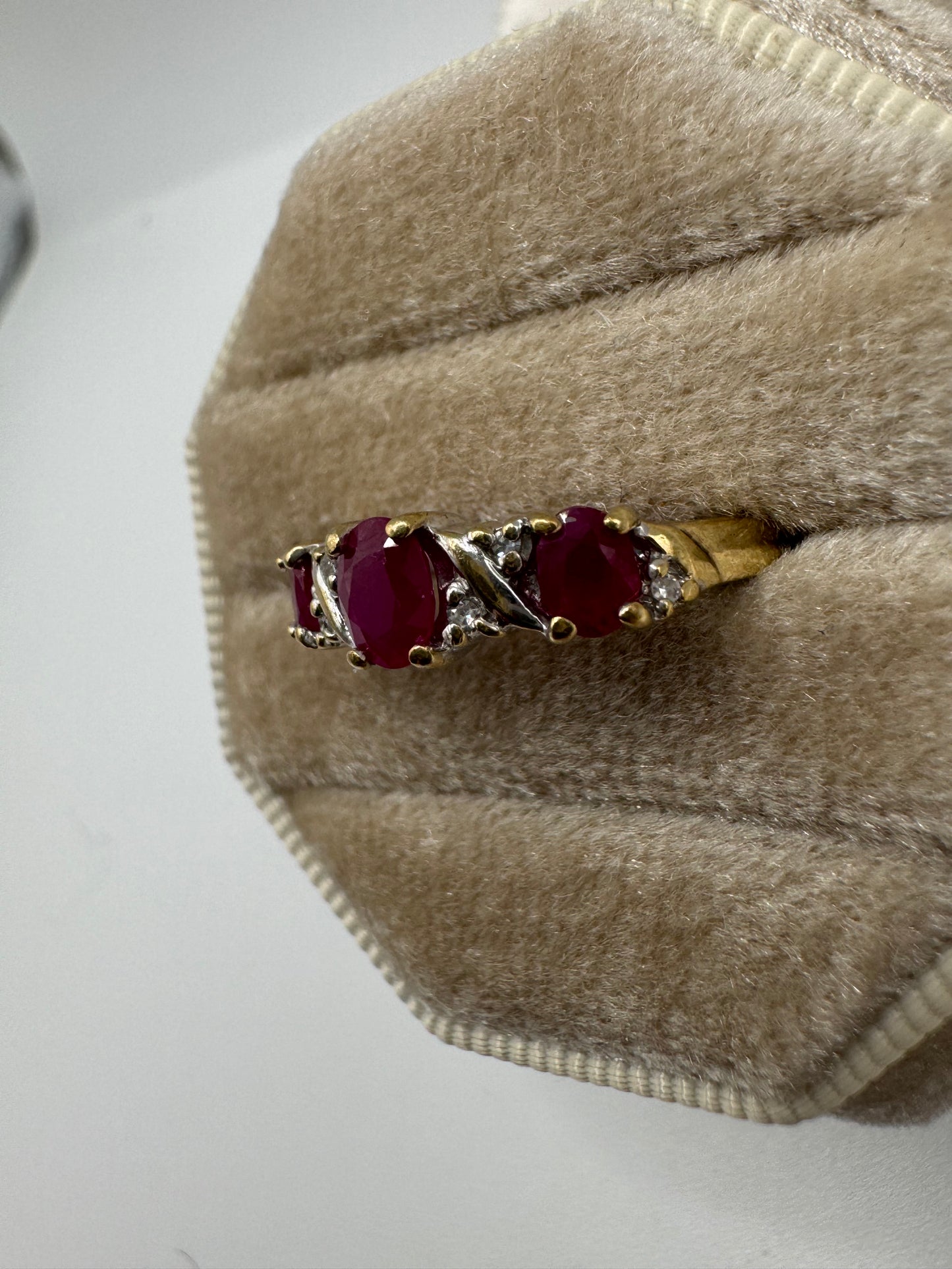 9ct gold ruby and diamond ring