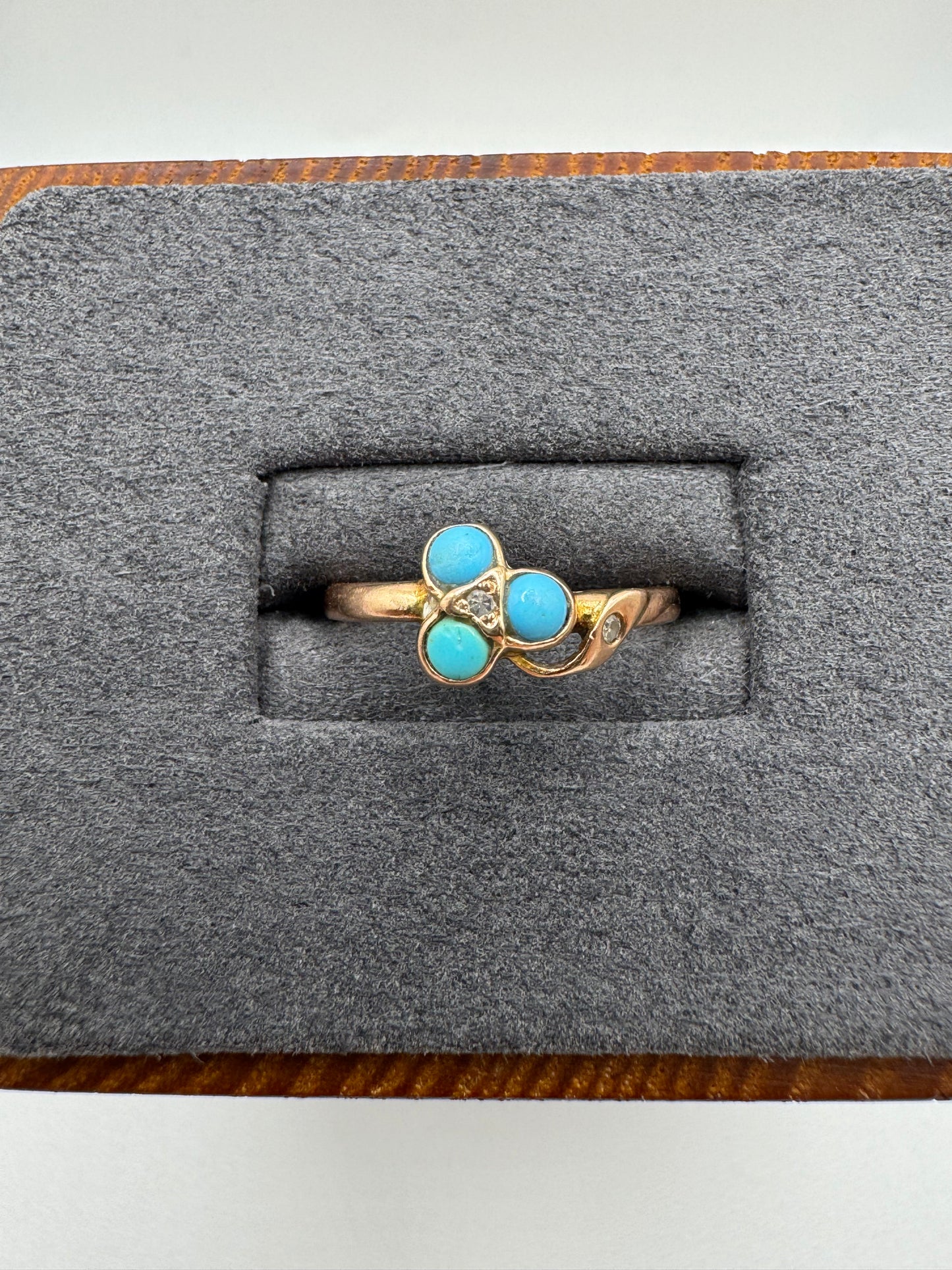 9ct rose gold turquoise and diamond ring