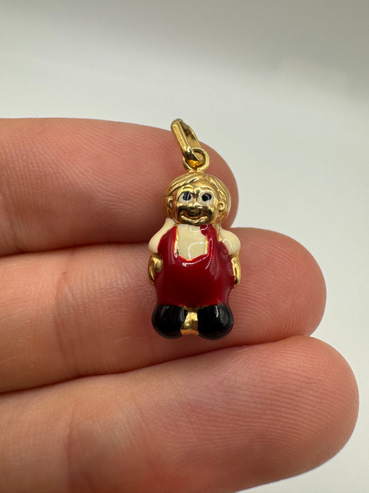9ct gold enamelled “happy boy” charm
