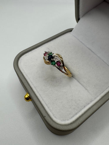 9ct gold multi-gem ring
