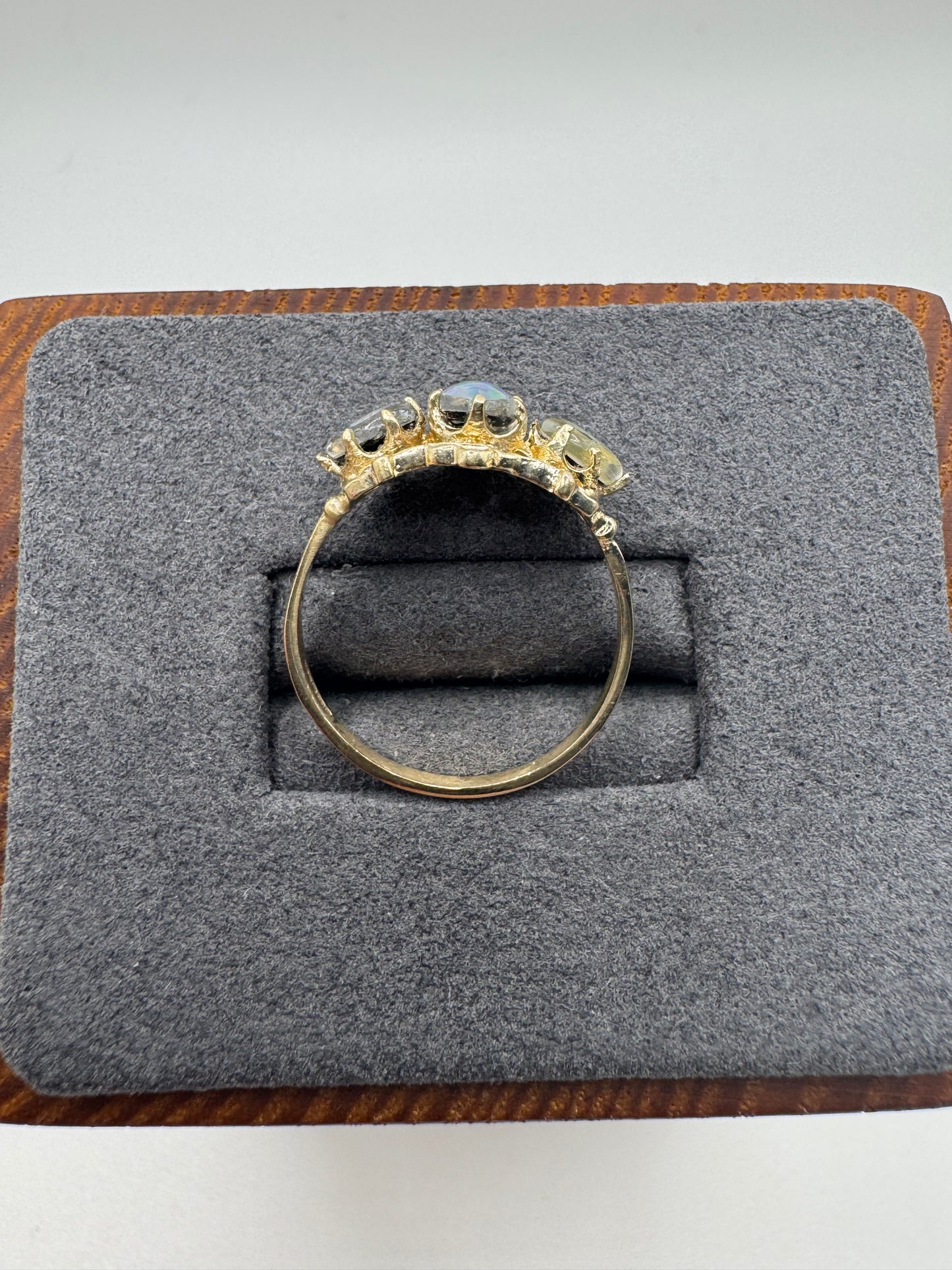 9ct gold black opal triplet ring