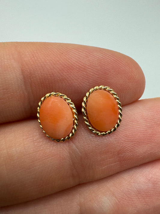 9ct gold coral earrings