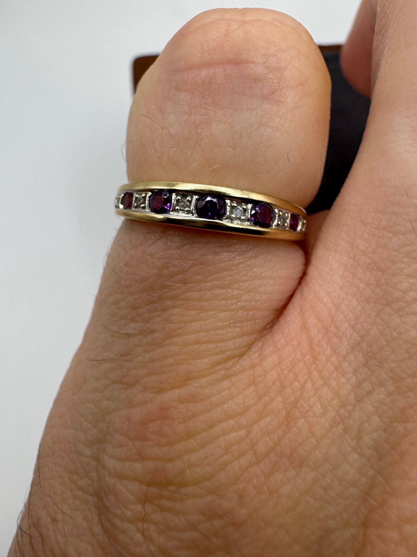 9ct gold amethyst and diamond ring