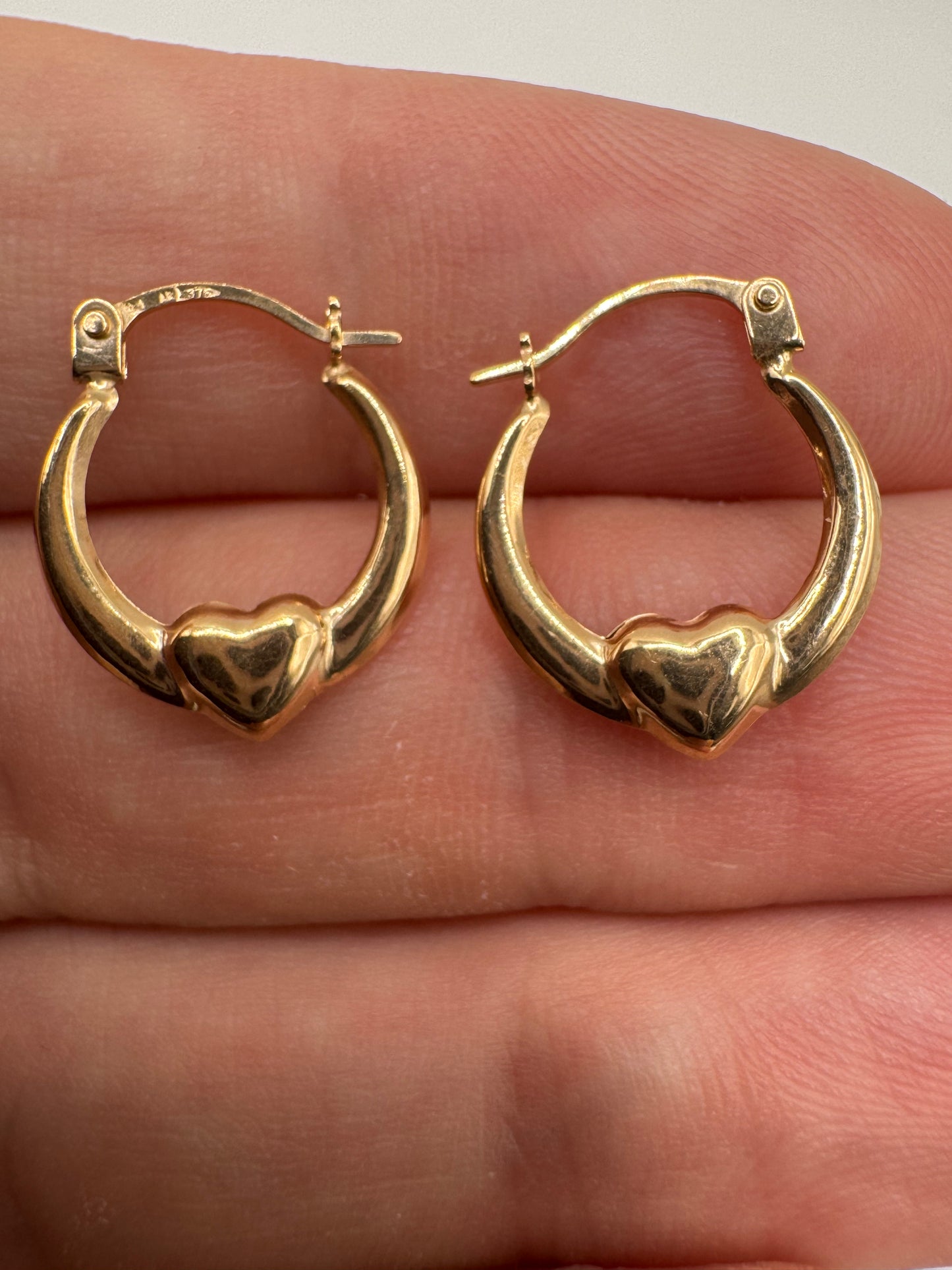 9ct gold heart creole earrings