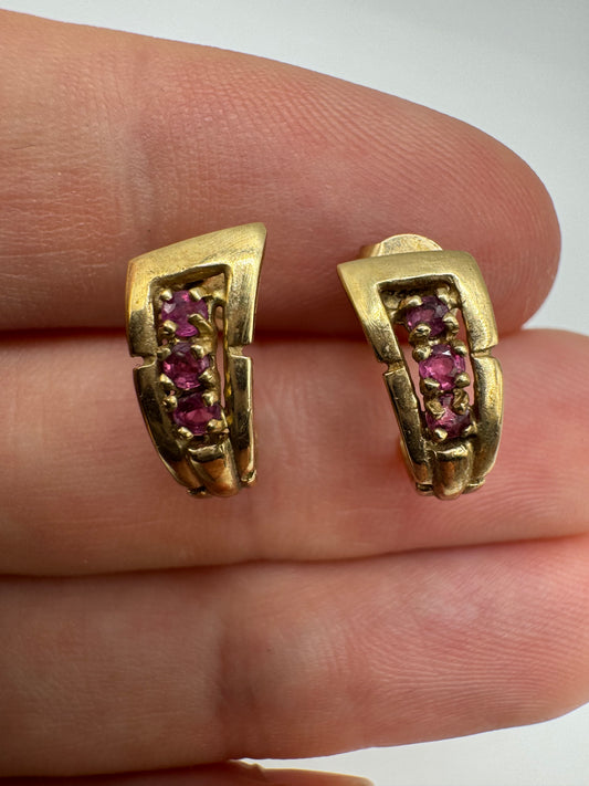 9ct gold ruby earrings