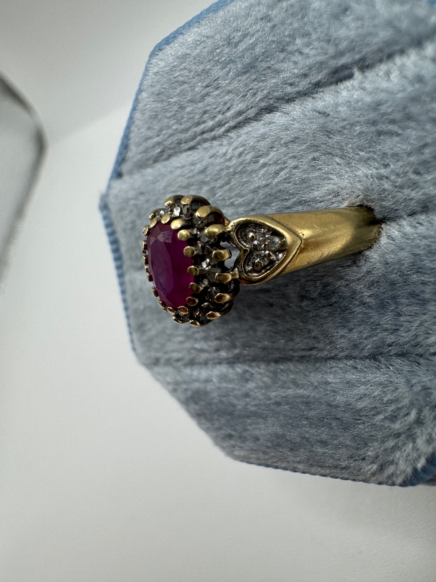 9ct gold ruby and diamond ring