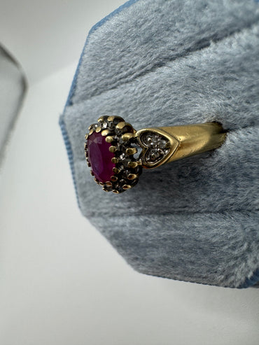 9ct gold ruby and diamond ring