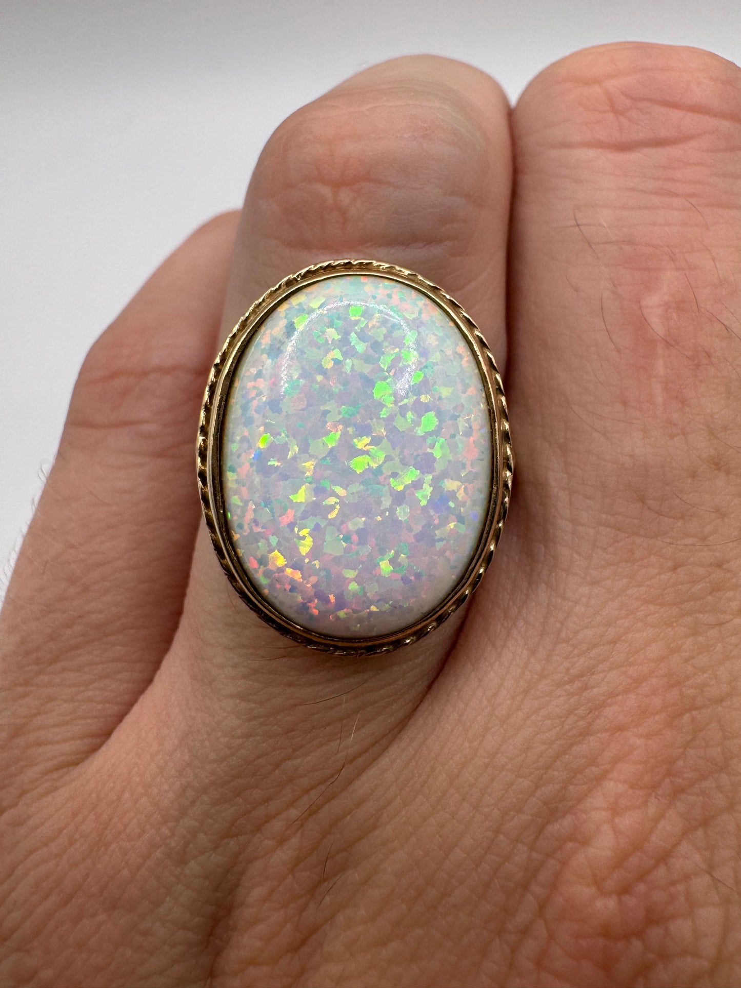 9ct gold simulated opal ring