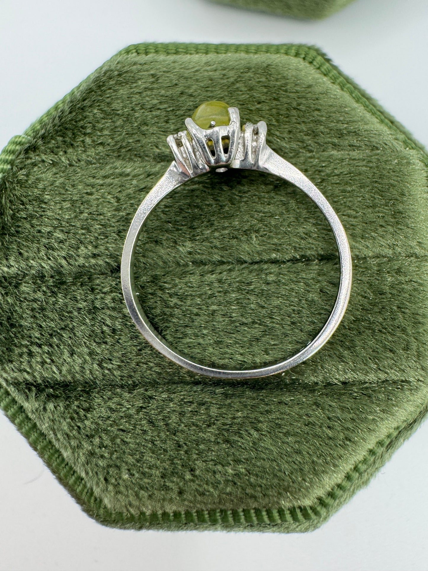 9ct white gold quartz and diamond ring