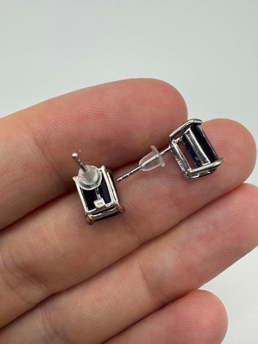 9ct white gold kyanite earrings