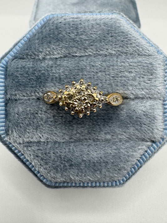 9ct gold 15 point diamond ring