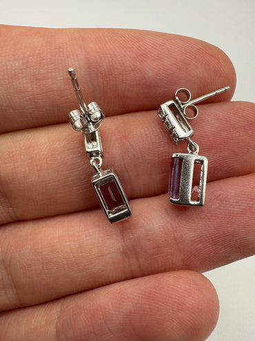 9ct white gold amethyst and diamond earrings
