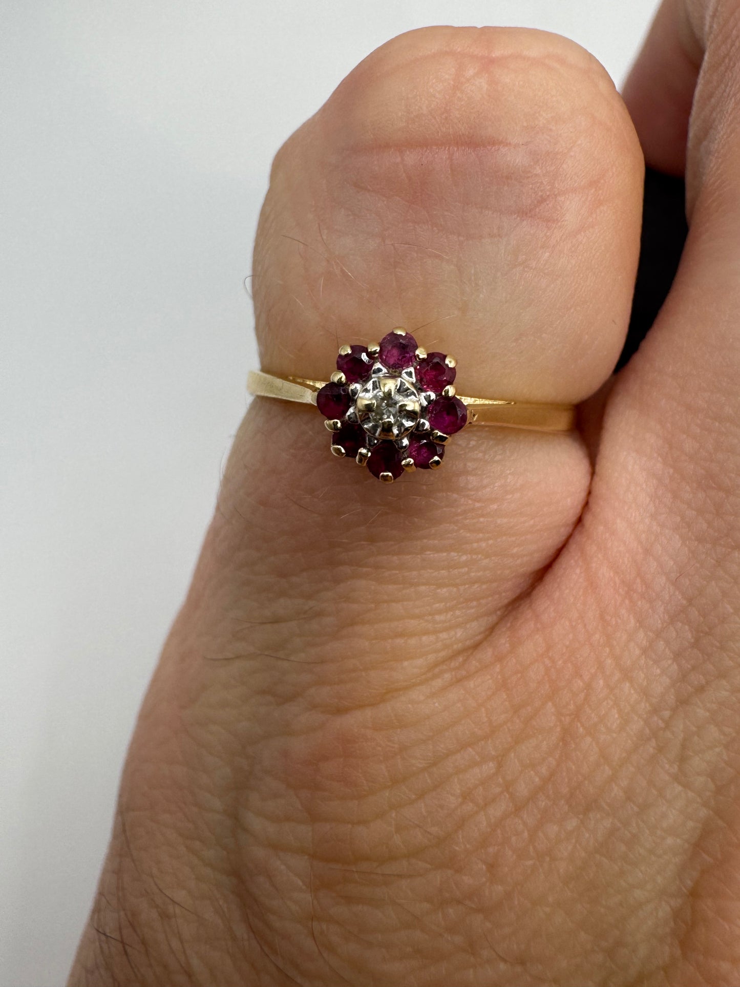 9ct gold ruby and diamond ring