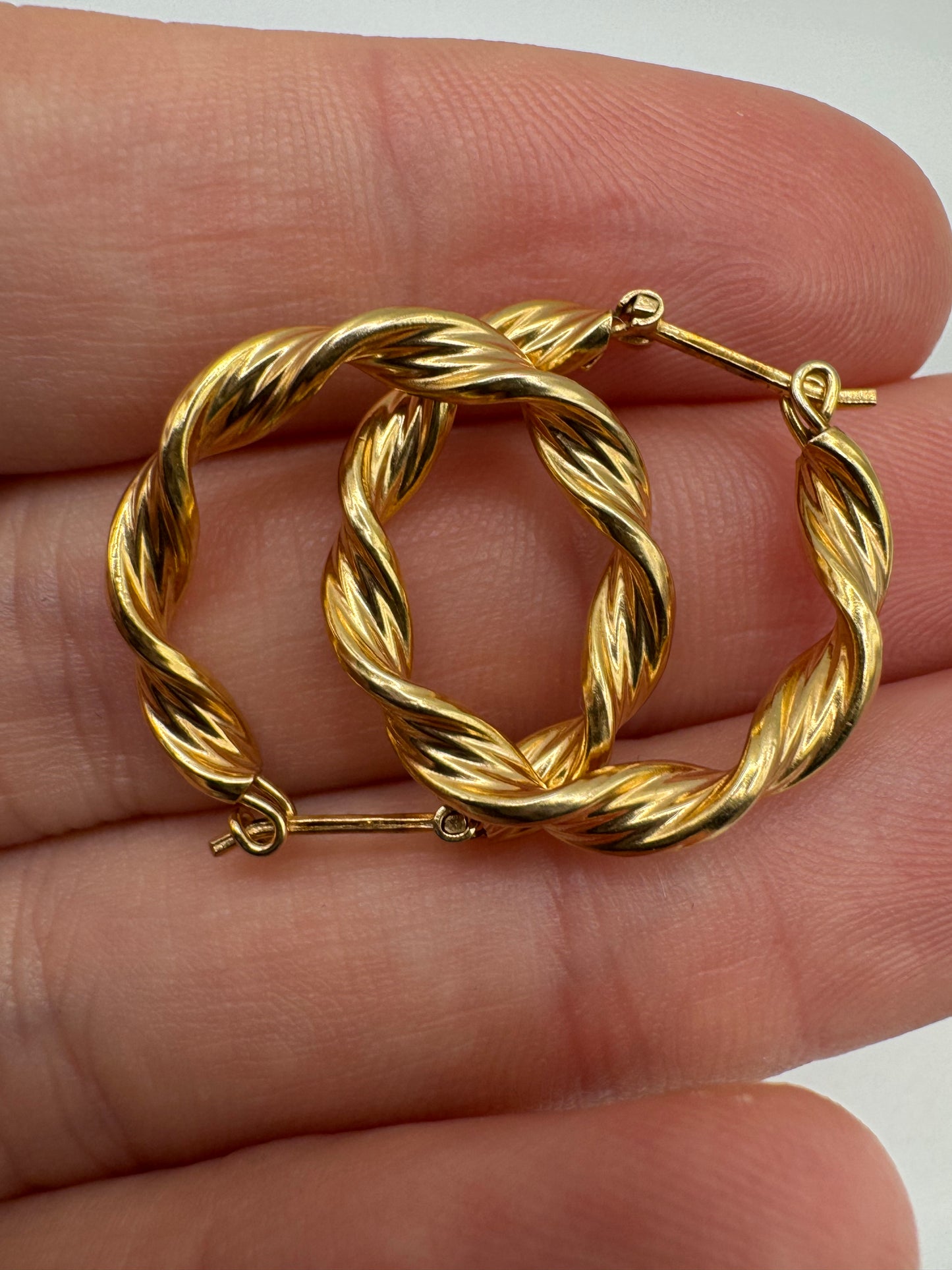 9ct gold twisted creole earrings