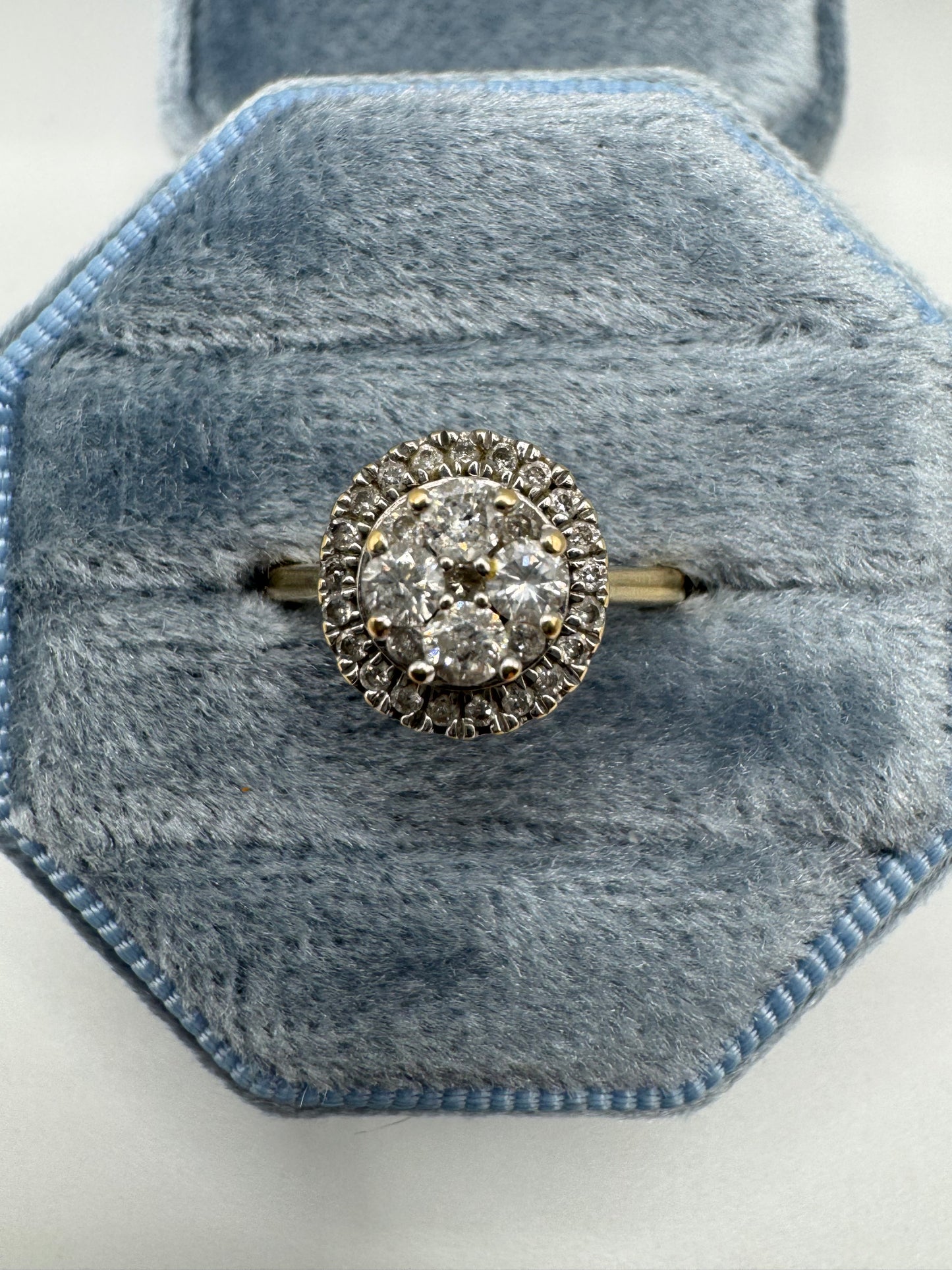 9ct gold 50 point diamond cluster ring