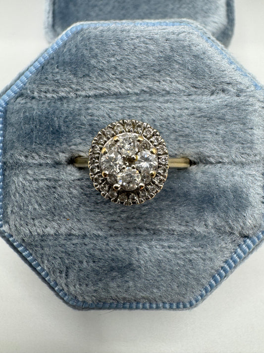 9ct gold 50 point diamond cluster ring
