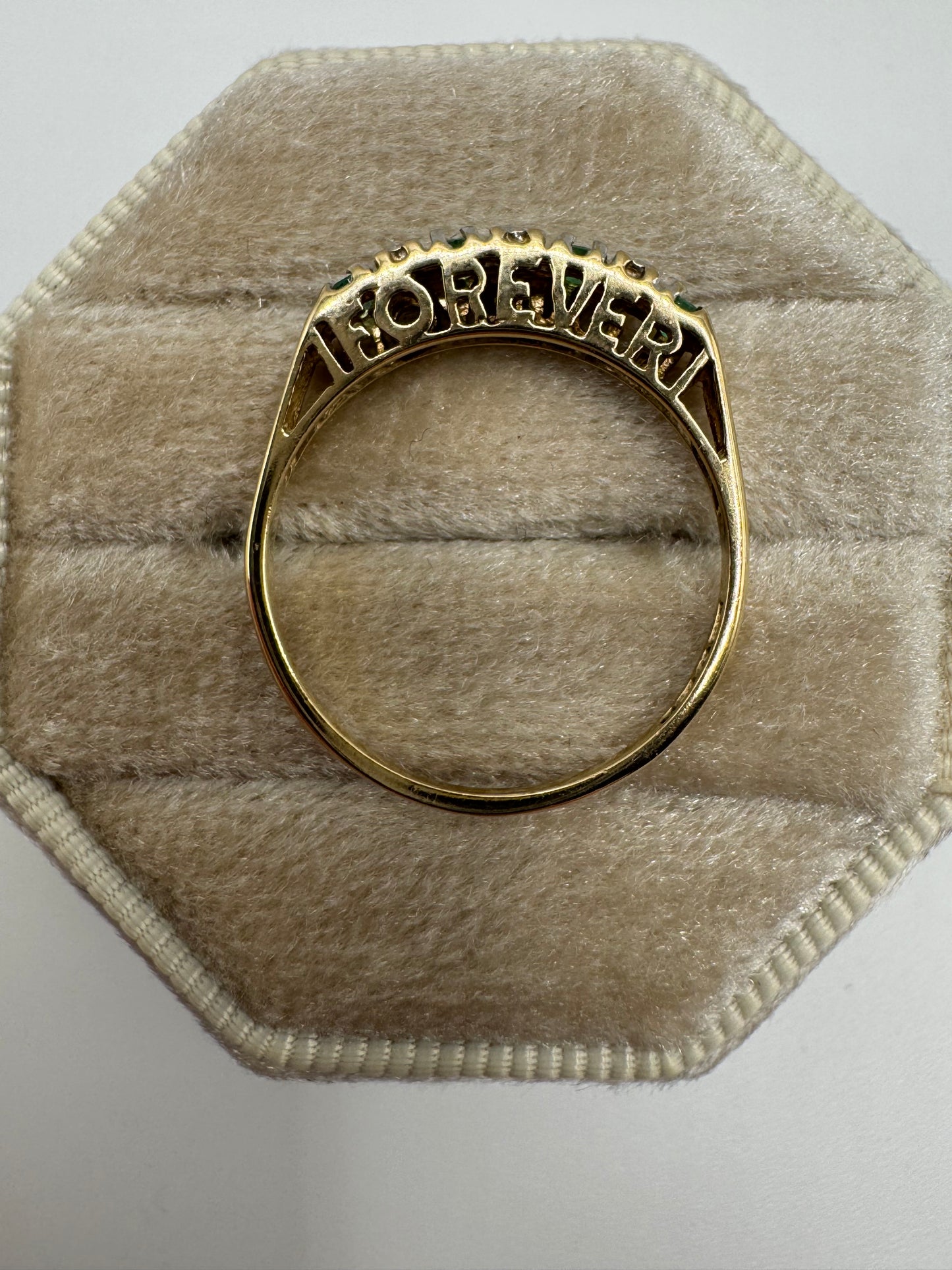 9ct gold emerald and diamond ring
