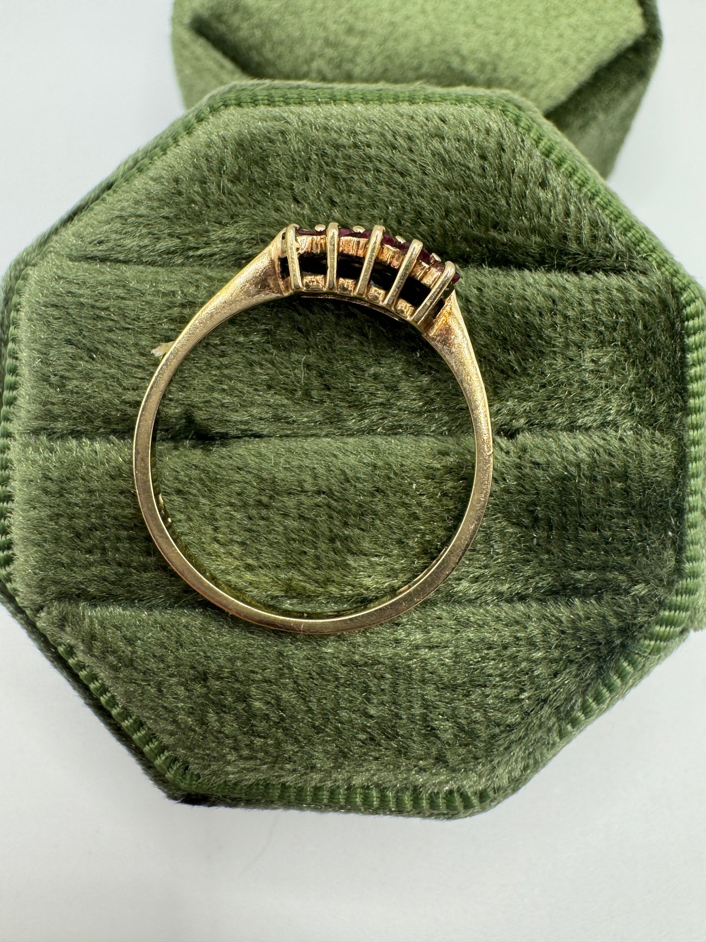 9ct gold ruby and cz ring