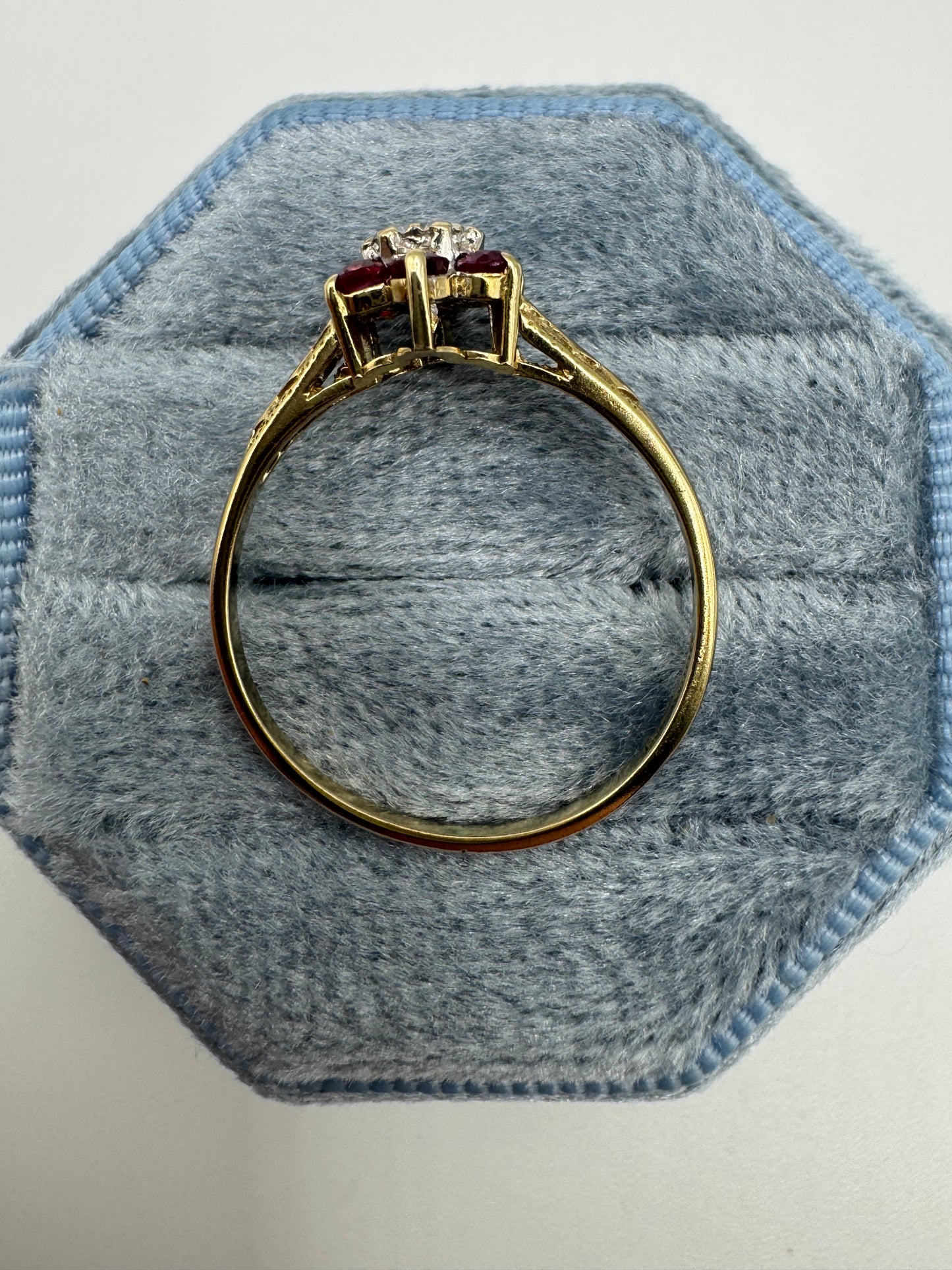 9ct gold ruby and diamond ring