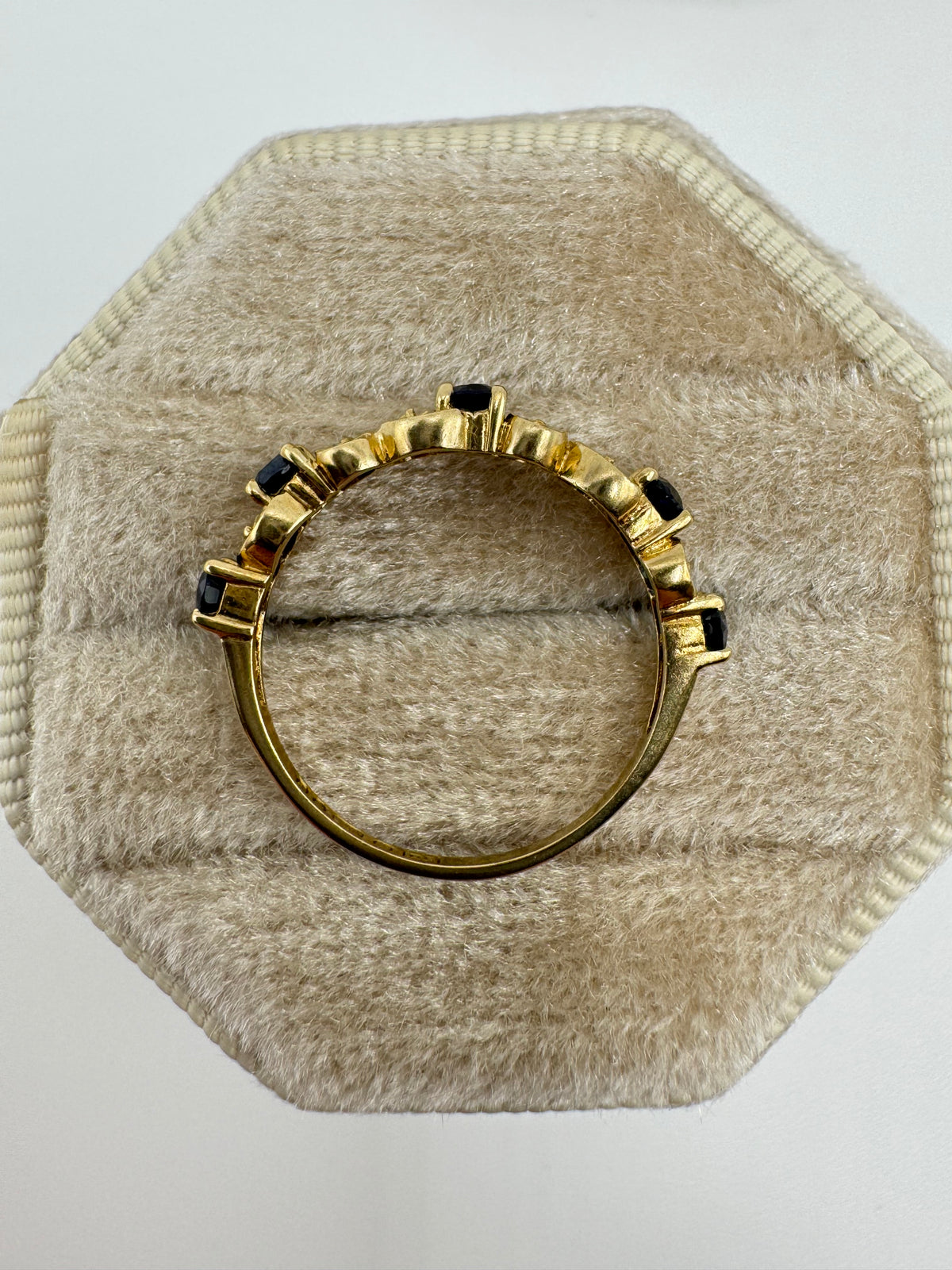 9ct gold sapphire and diamond half eternity ring