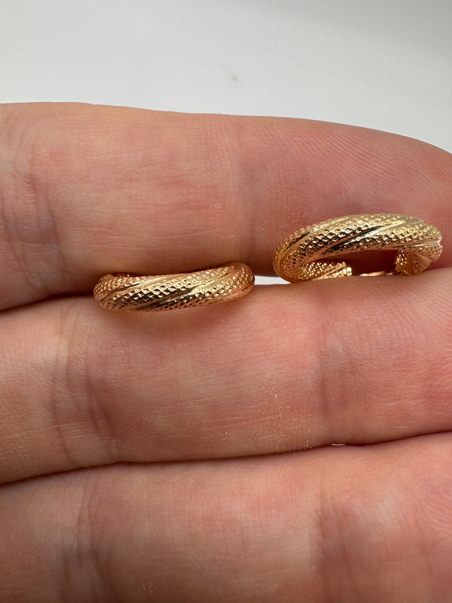 9ct gold textured creole earrings