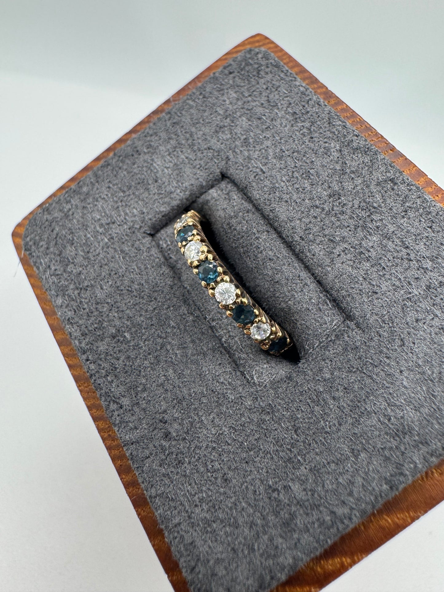 9ct gold topaz and cz half eternity ring