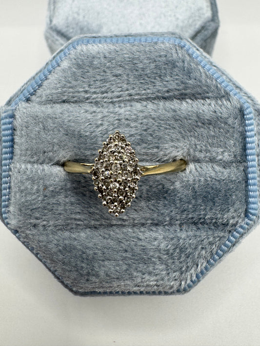 9ct gold diamond cluster ring