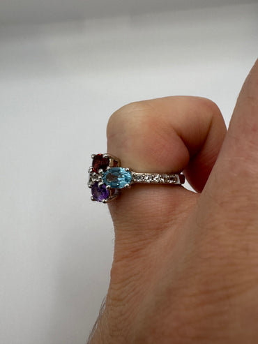 Silver multi-gem ring (4.75-J)