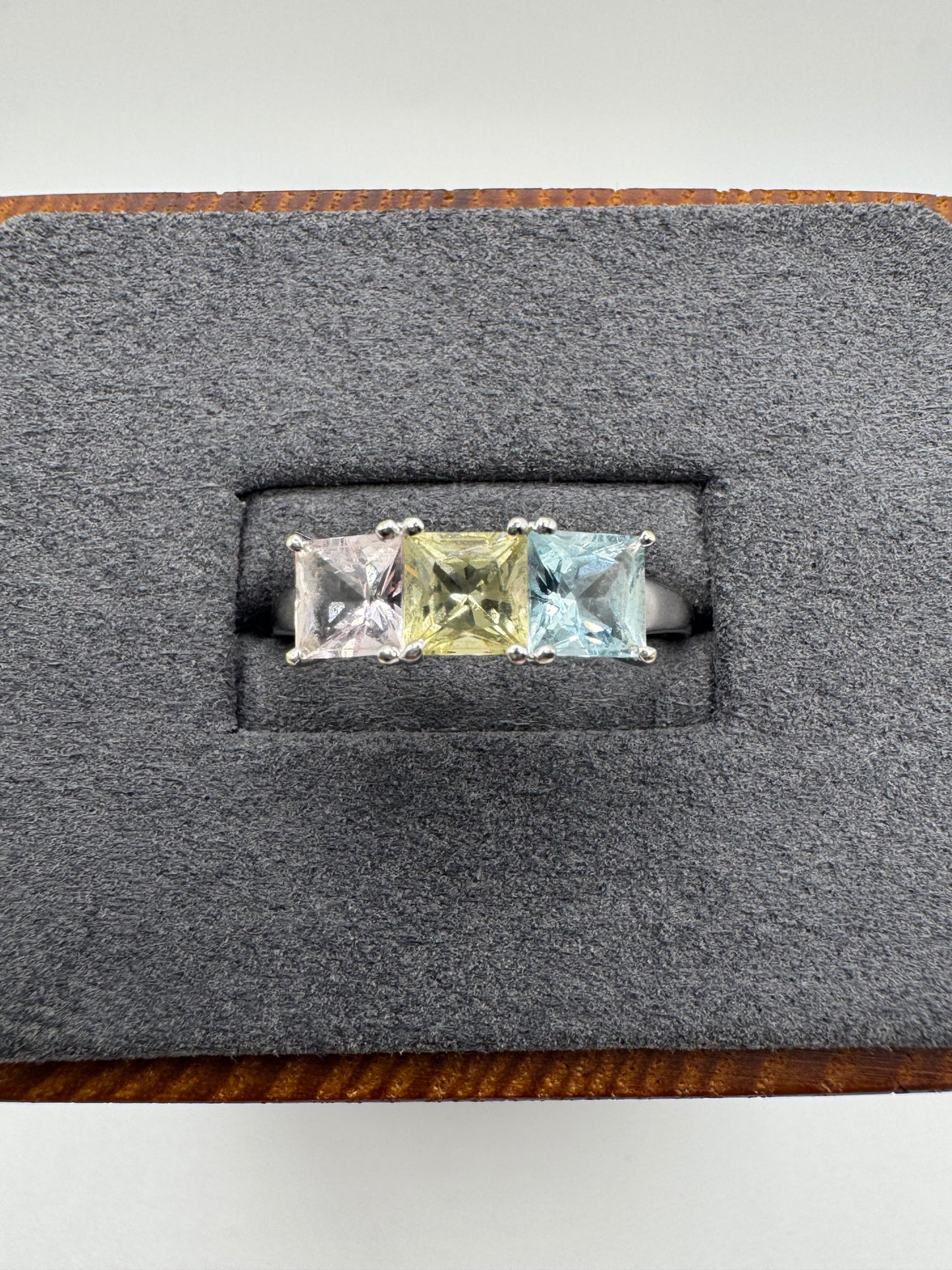 9ct white gold multi-coloured topaz ring