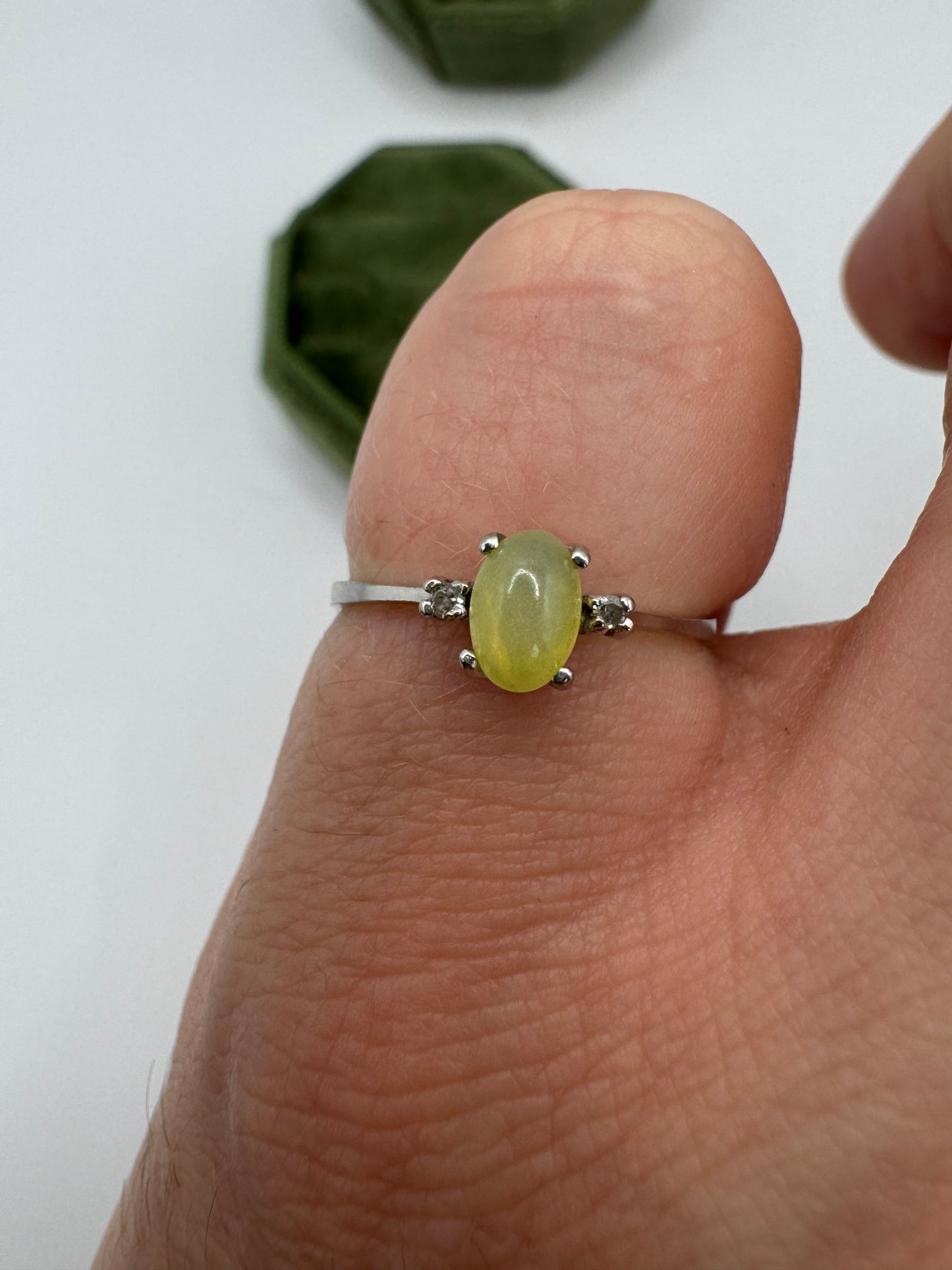 9ct white gold quartz and diamond ring