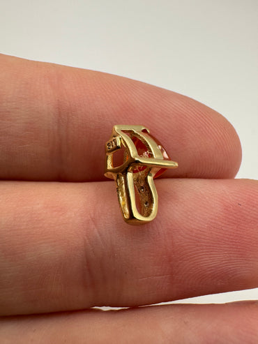 9ct gold fire opal and diamond pendant