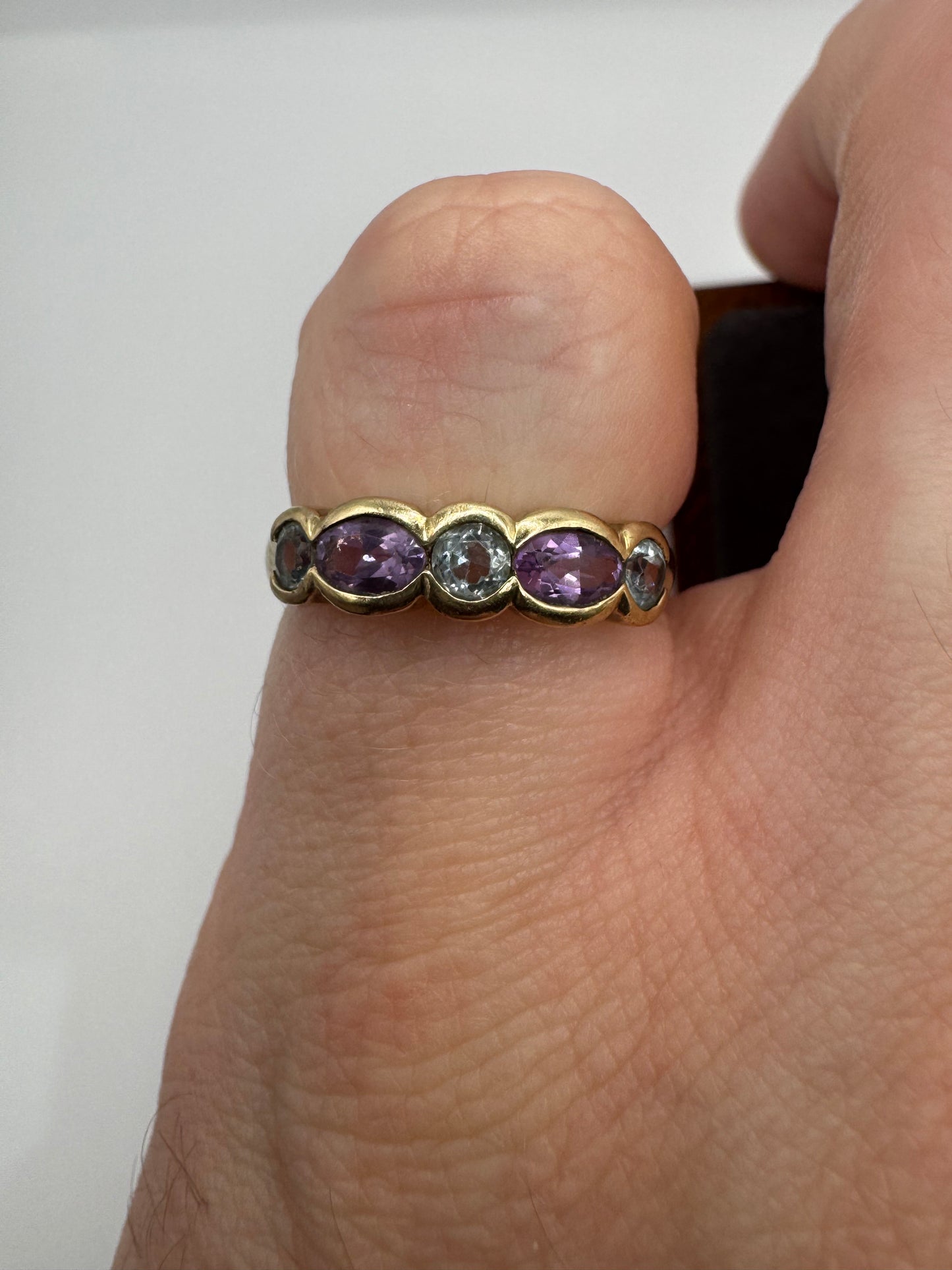 9ct gold topaz and amethyst ring