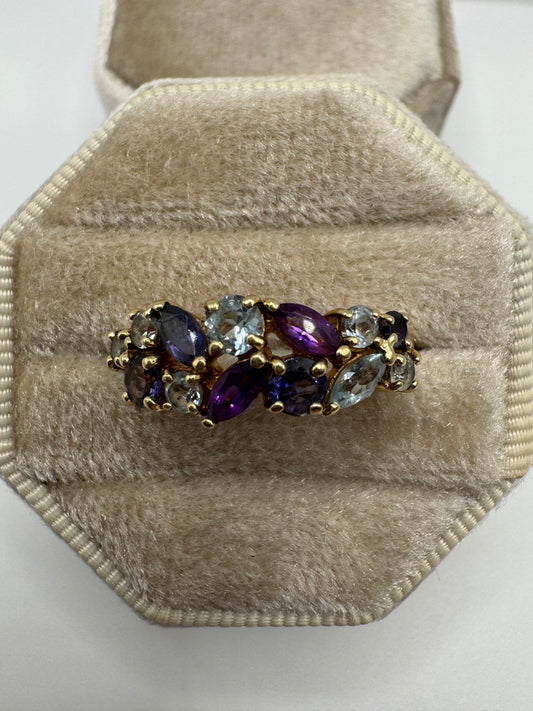 9ct gold multi-gem ring