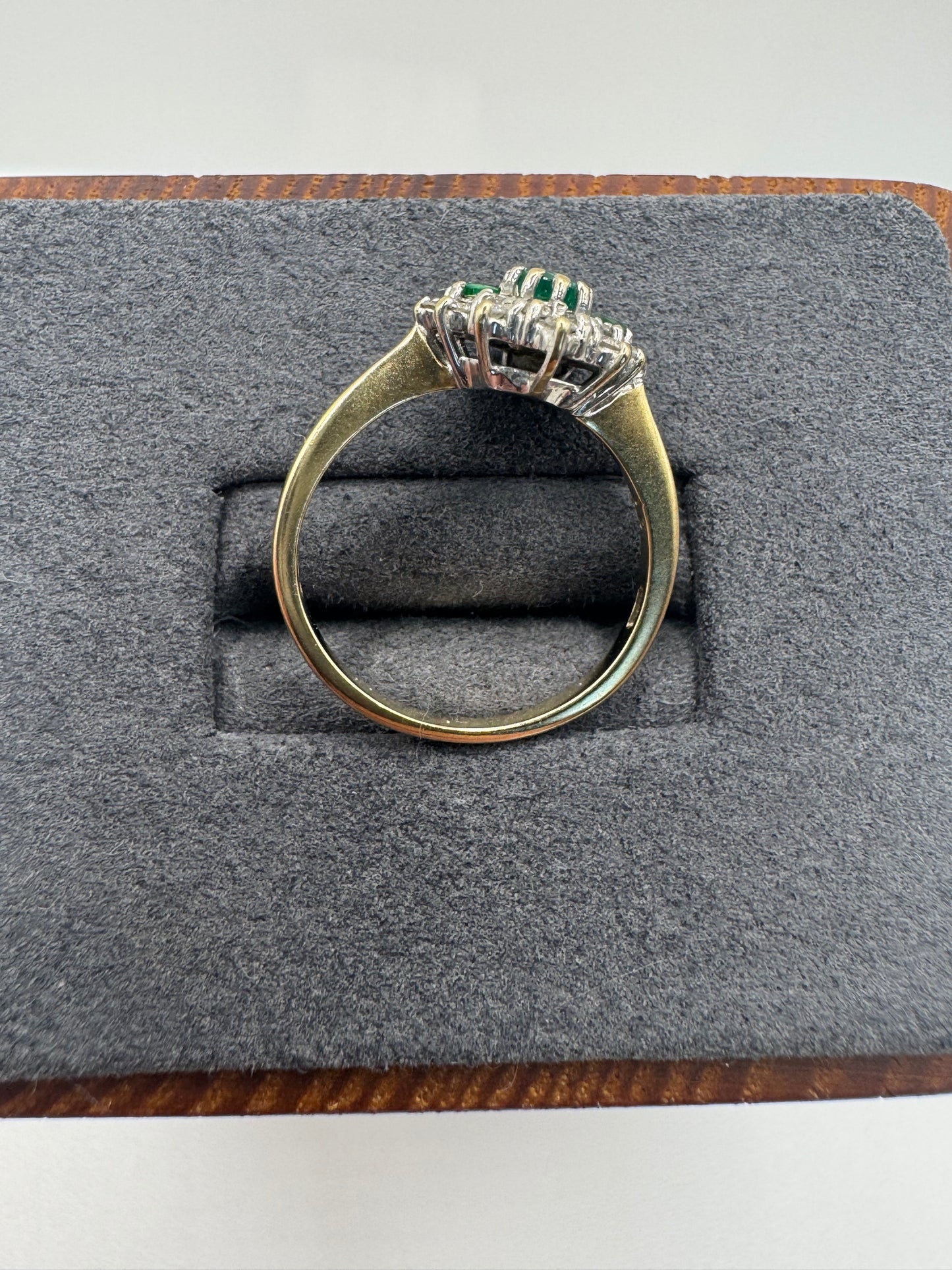 9ct gold emerald and diamond ring