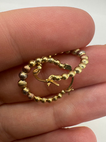 9ct tri-gold creole earrings