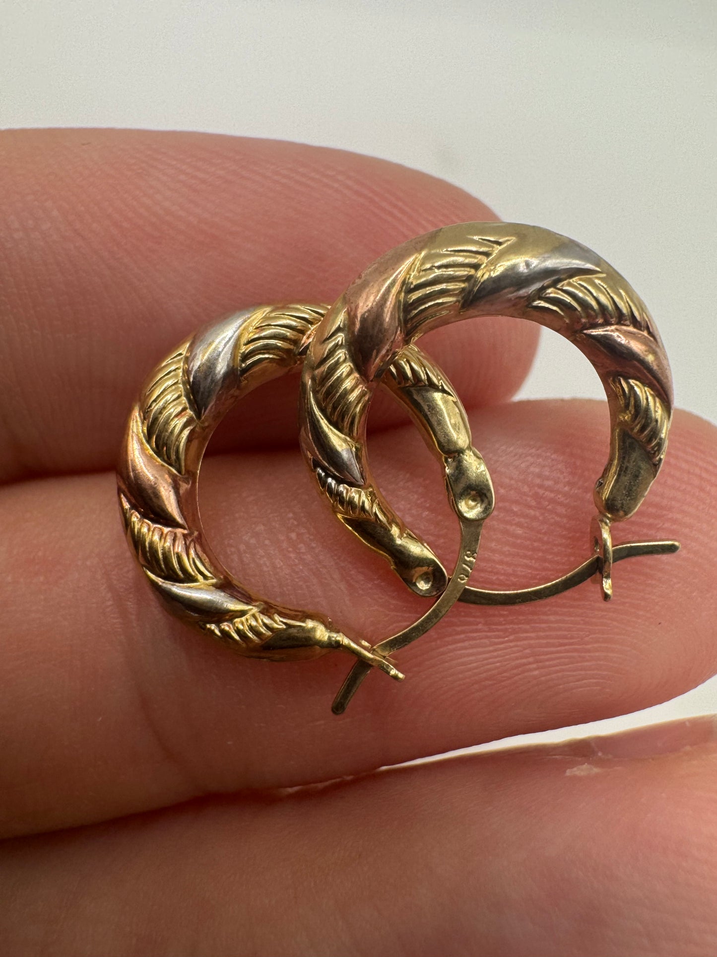9ct tri-gold creole earrings