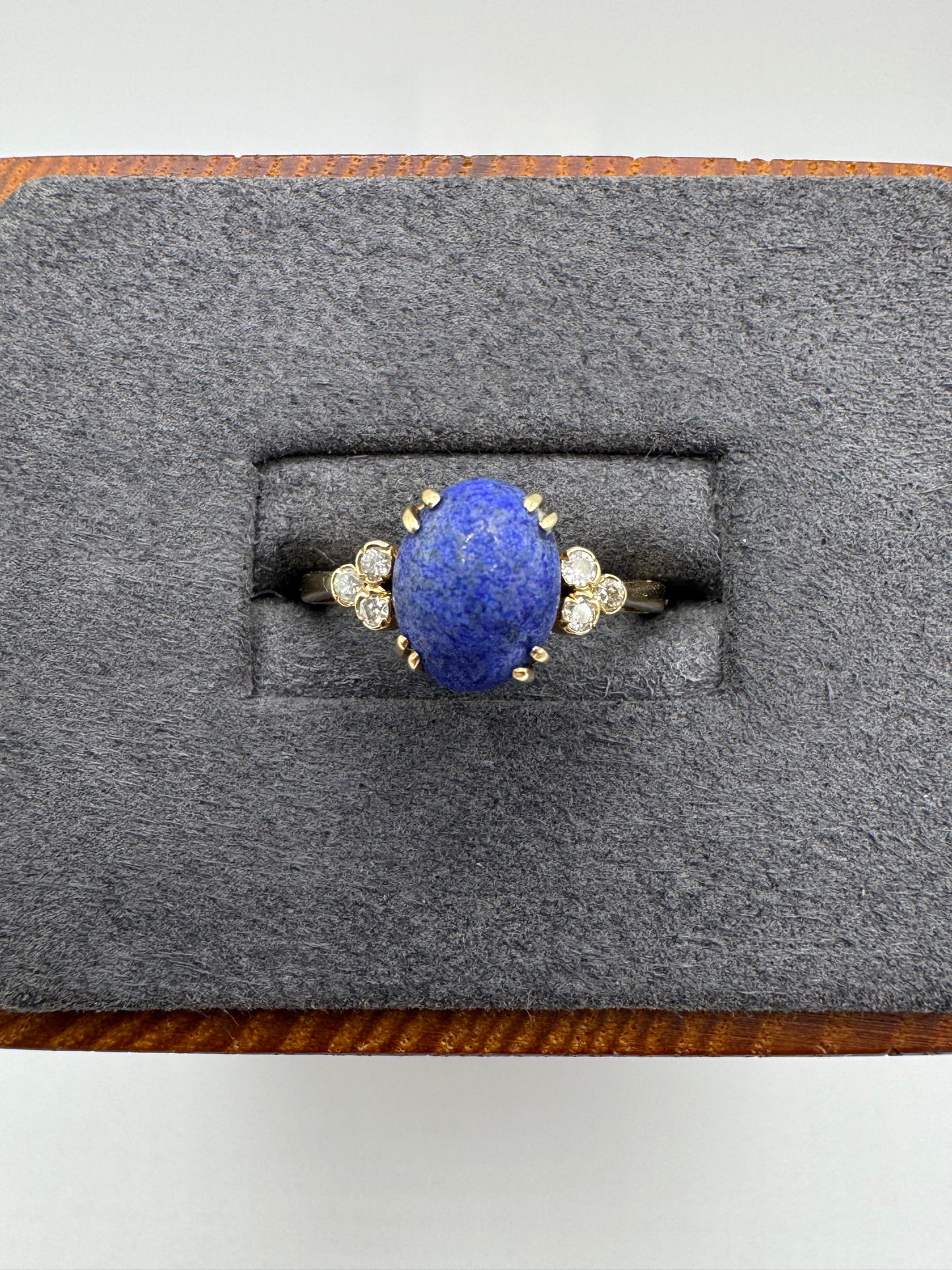 9ct gold sodalite and diamond ring