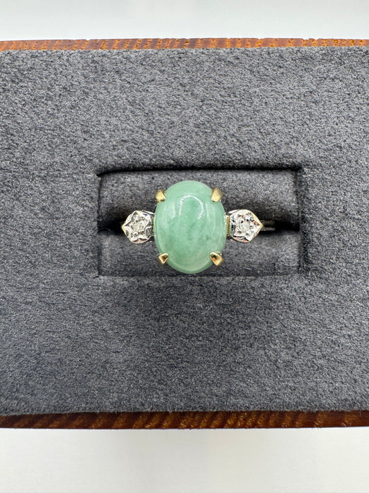 9ct gold jade and diamond ring