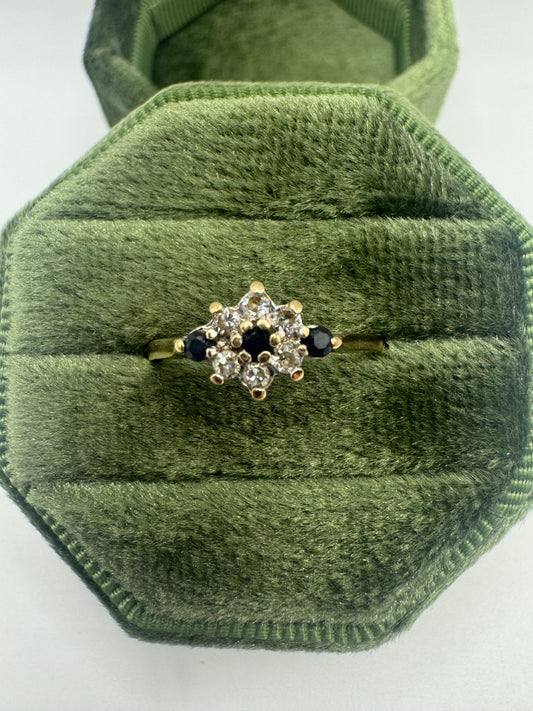 9ct gold sapphire and diamond ring