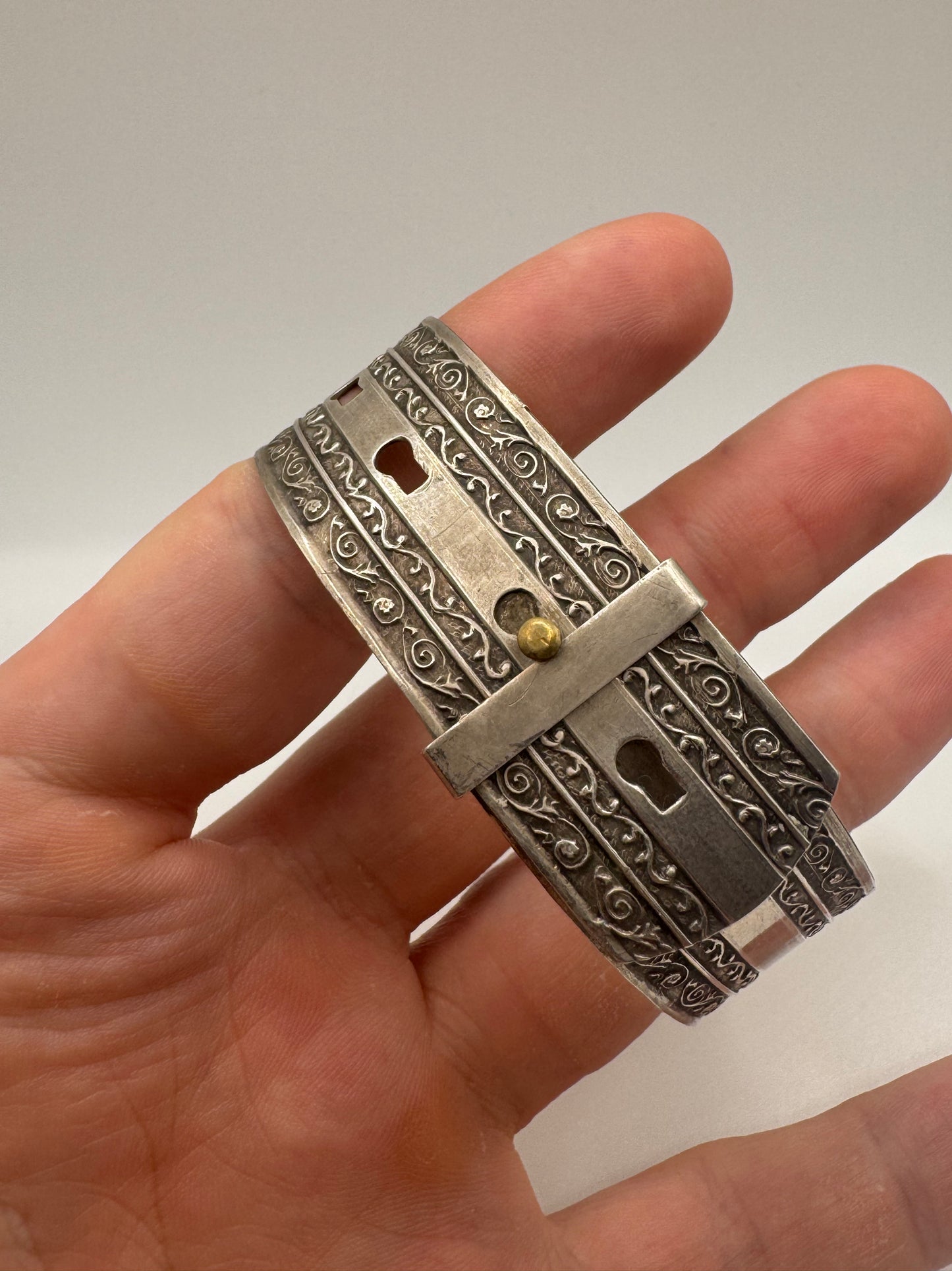 Silver buckle style bangle