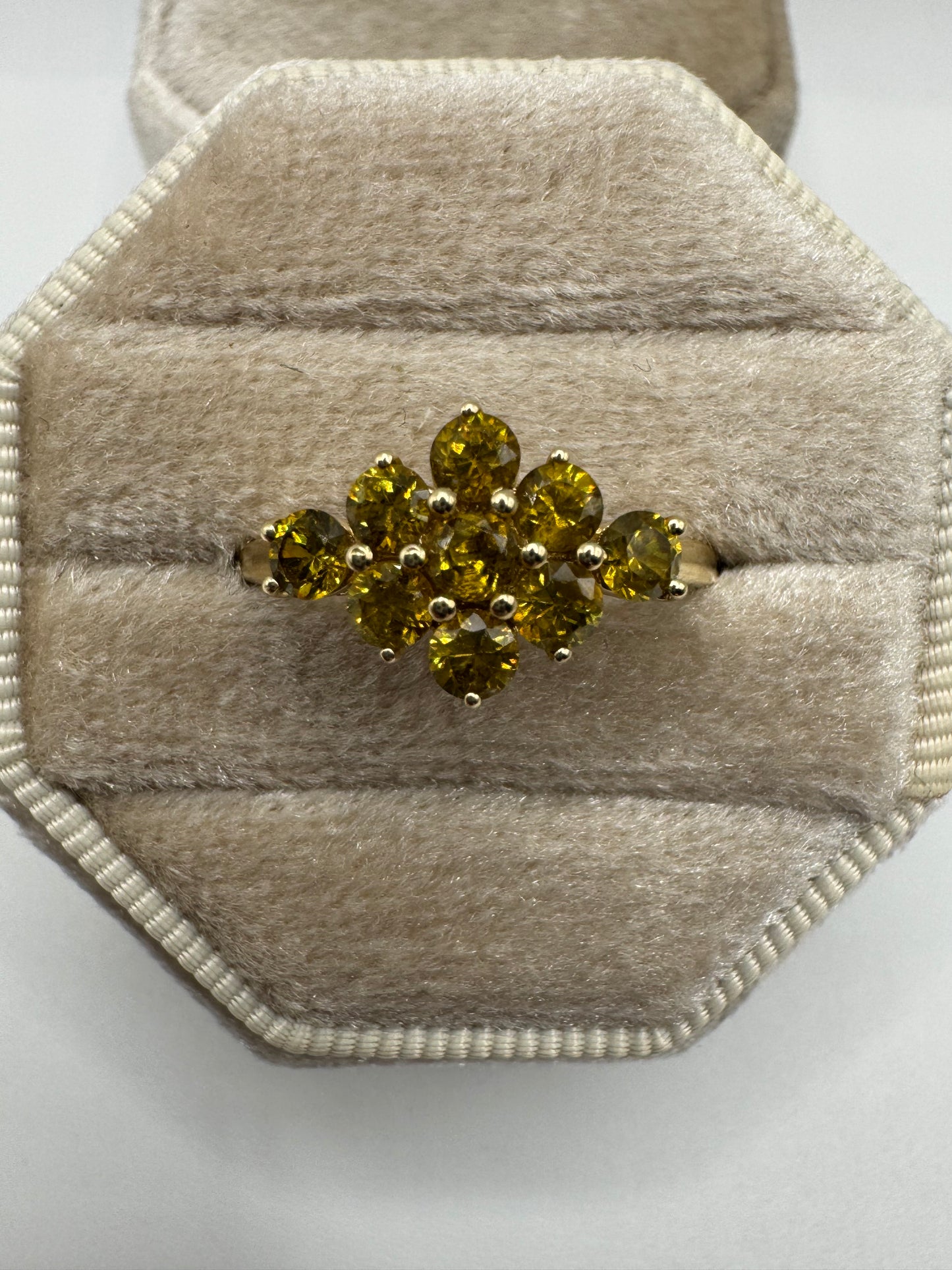 9ct gold sphene cluster ring