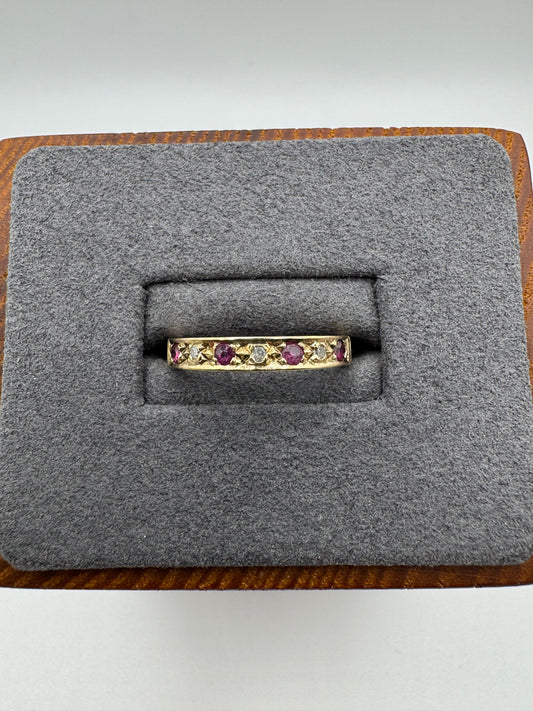 9ct gold ruby and diamond ring